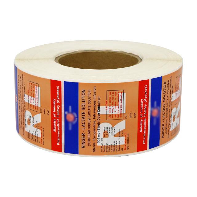 40mm প্যাটার্নযুক্ত ভিনাইল স্টিকার রোল ফার্মাসিউটিক্যাল রঙিন আঠালো লেবেল 1